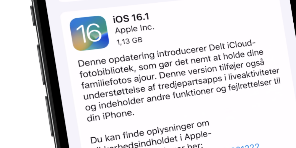 iOS 16.1 opdatering iPhone