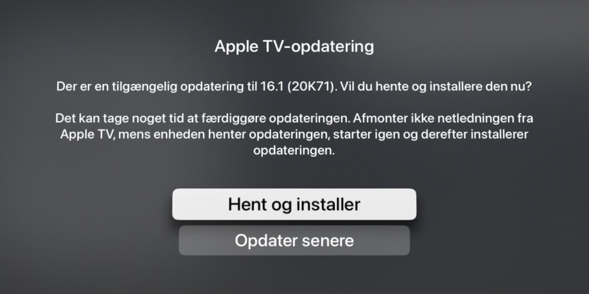 Apple TV tvOS 16.1 opdatering