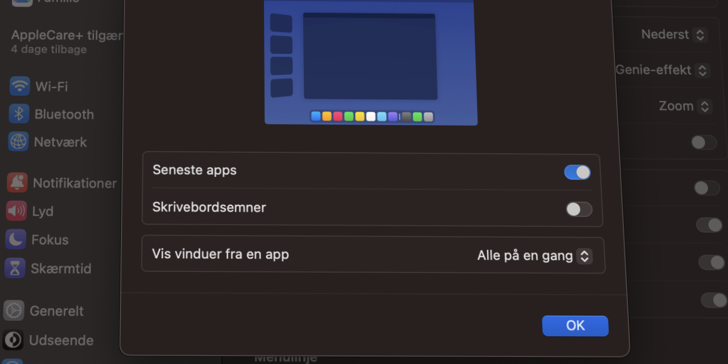 Tilpas Organisator macOS Ventura.