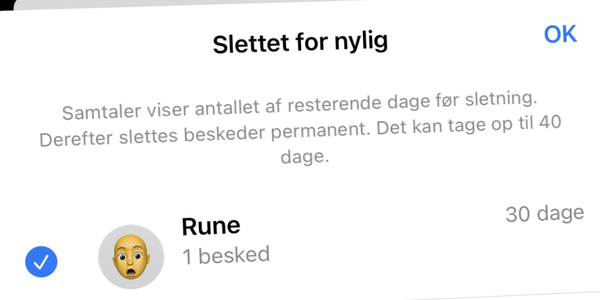 iOS 19 gendan slettede beskeder