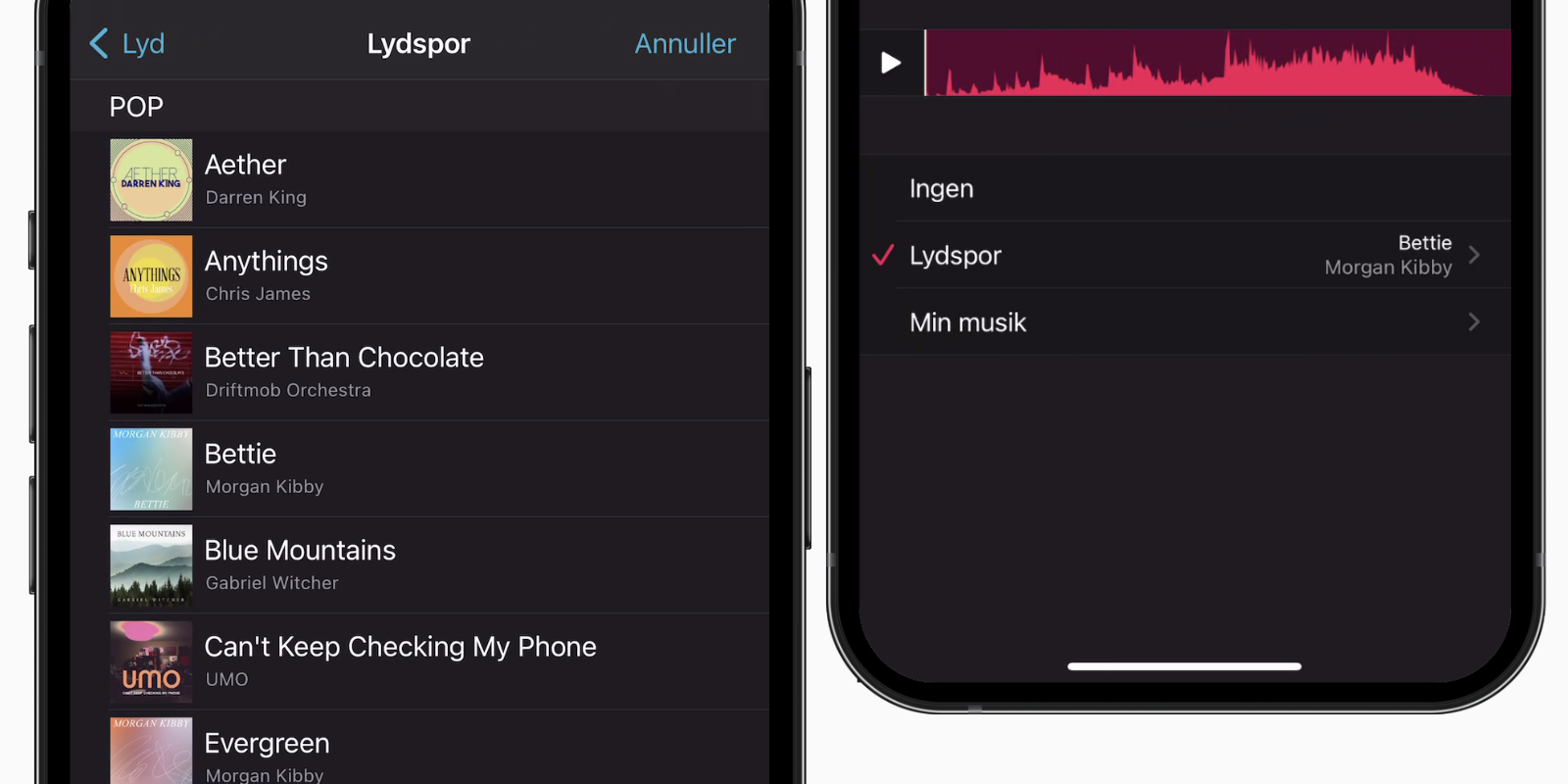 Tilføj musik iMovie Clips